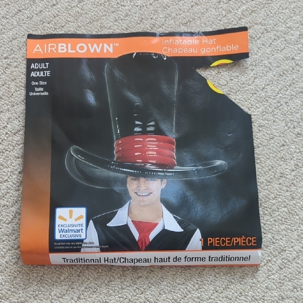 Adult Airblown Inflatable Black and Red Hat One Size